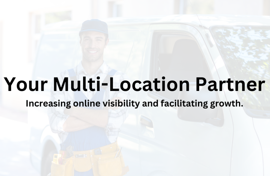 Smiling delivery worker standing beside a white van, promoting multi-location marketing growth